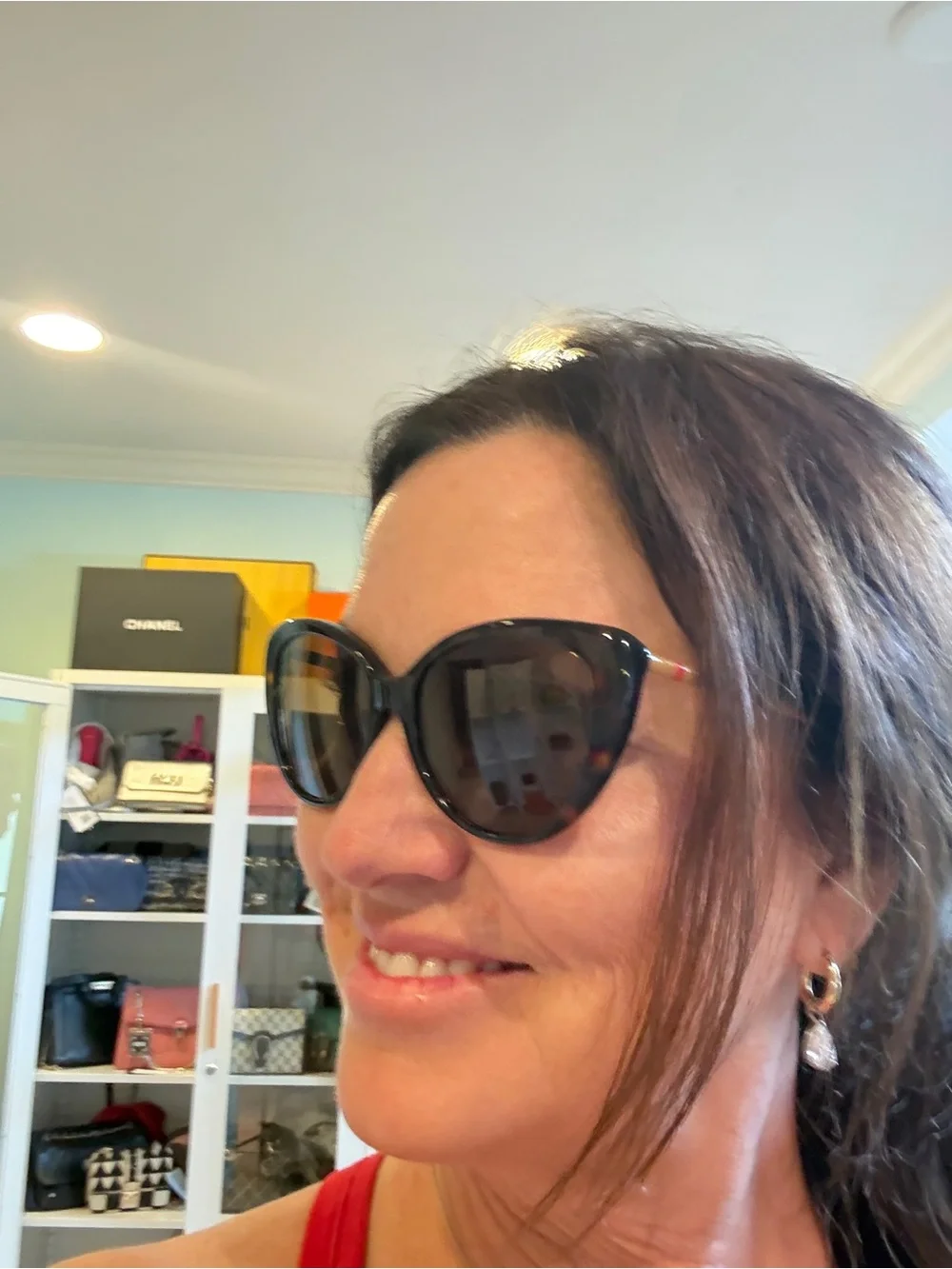 Burberry Black Cat-Eye Sunglasses with Brown Lenses